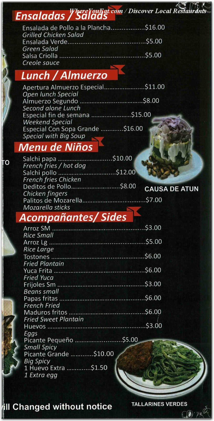 menu