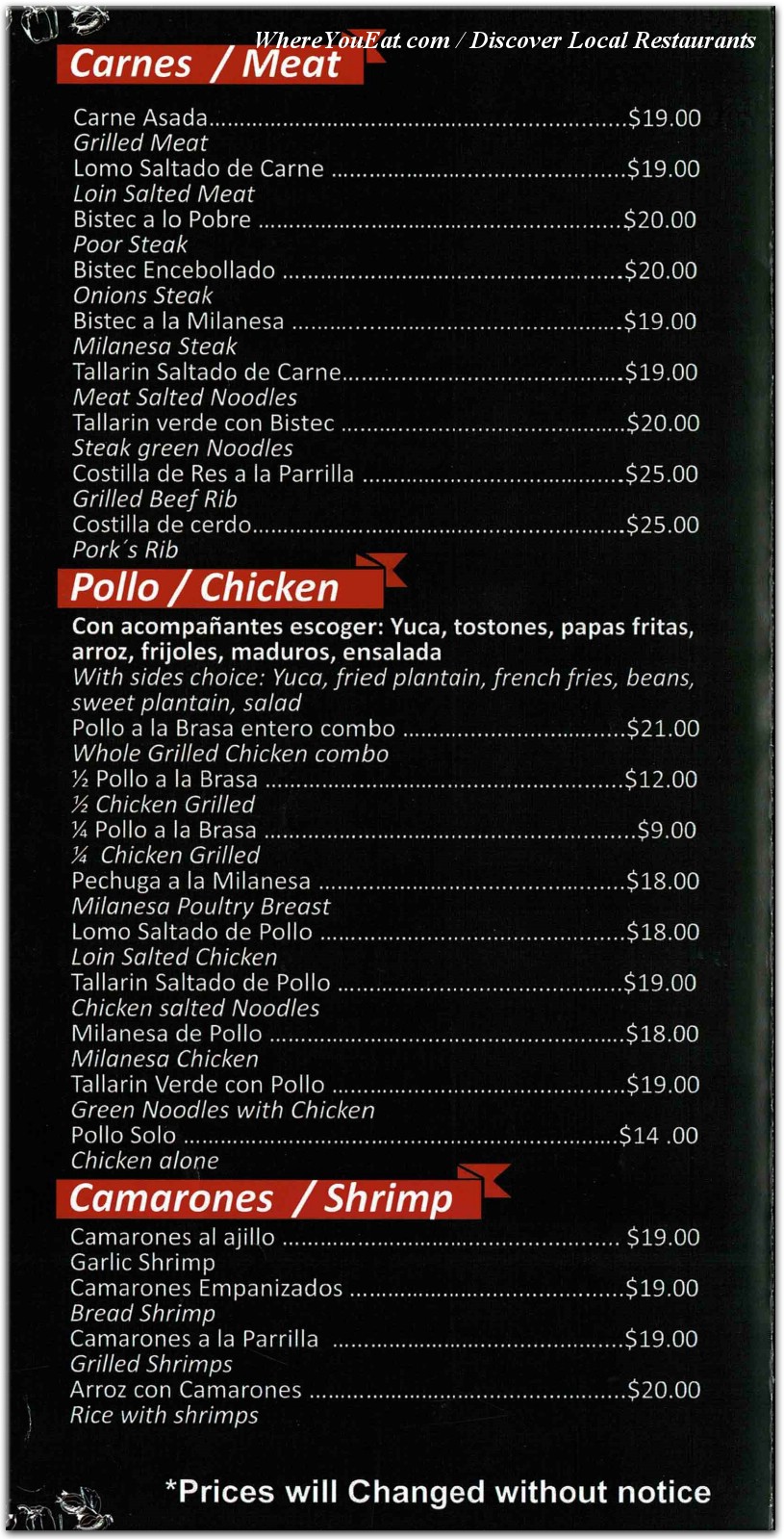 menu